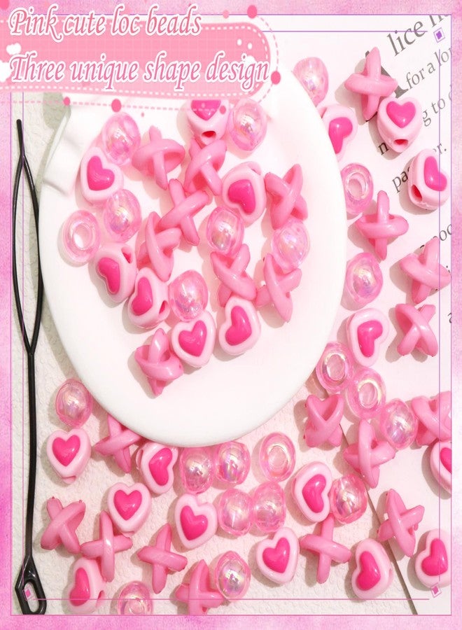 VENOFEN 60PCS Light Pink Hair Beads for Braids Loc Dreadlock Jewelry AB Color Round Bead Accessories Cute Acrylic Beads for Kids Girls - Image 2